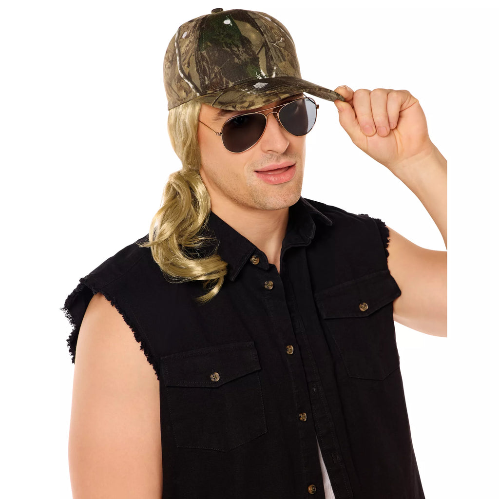 Camo Hat with Blonde Hair