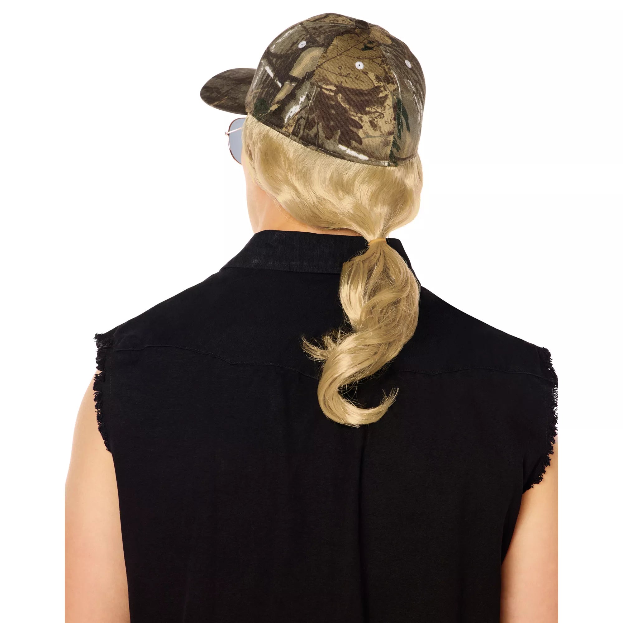Camo Hat with Blonde Hair