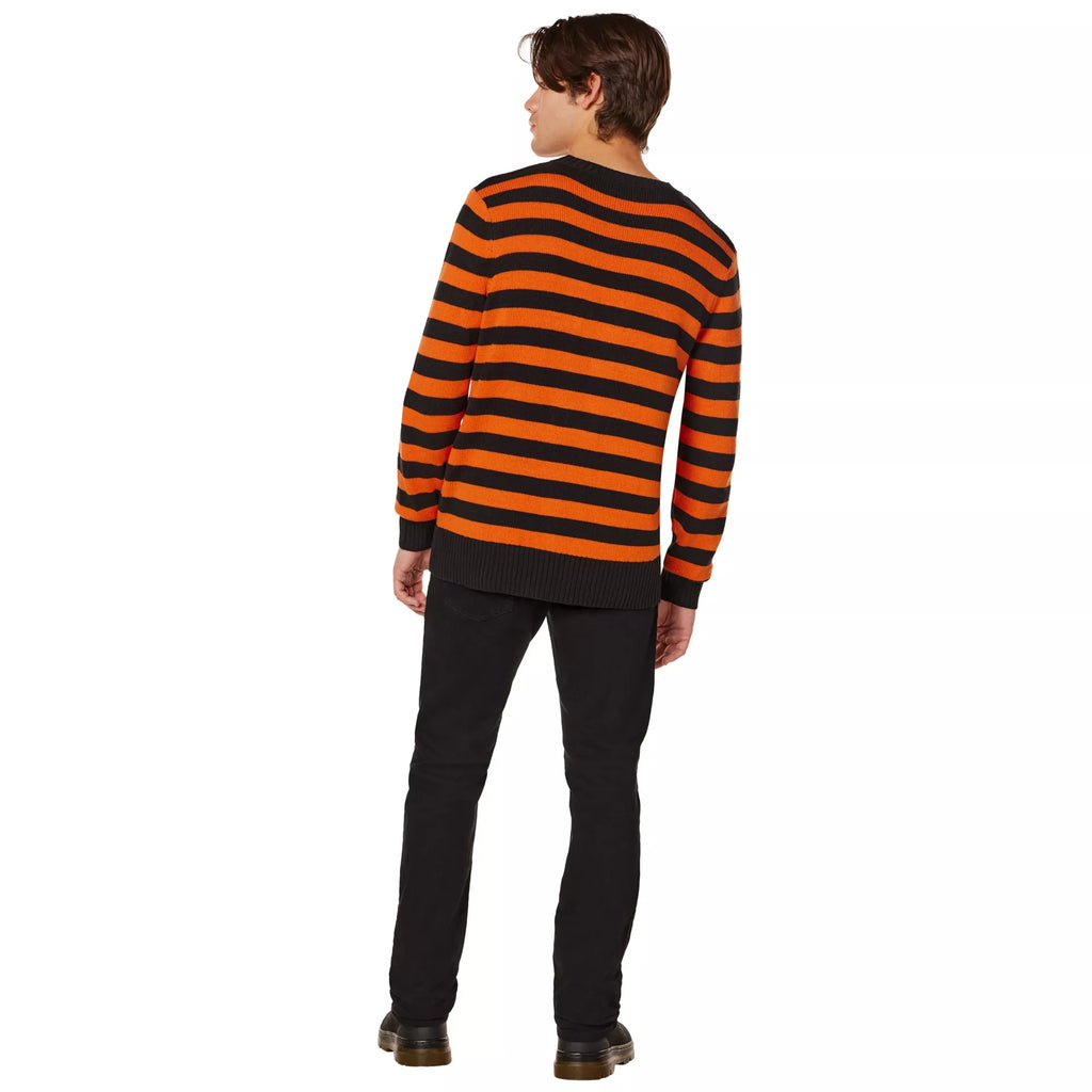 Adult Orange and Black Striped Sweater