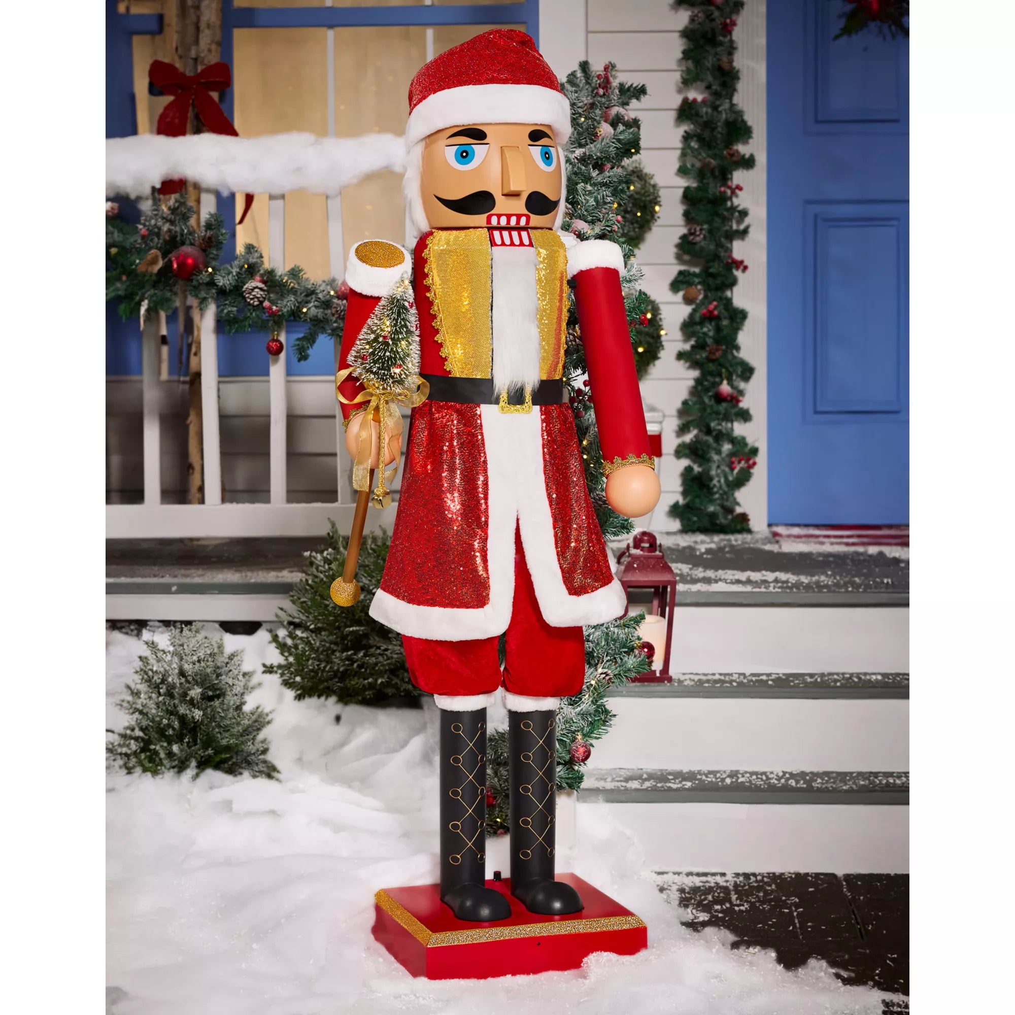 5 Ft 2 In Collapsible Animated Santa Claus Nutcracker