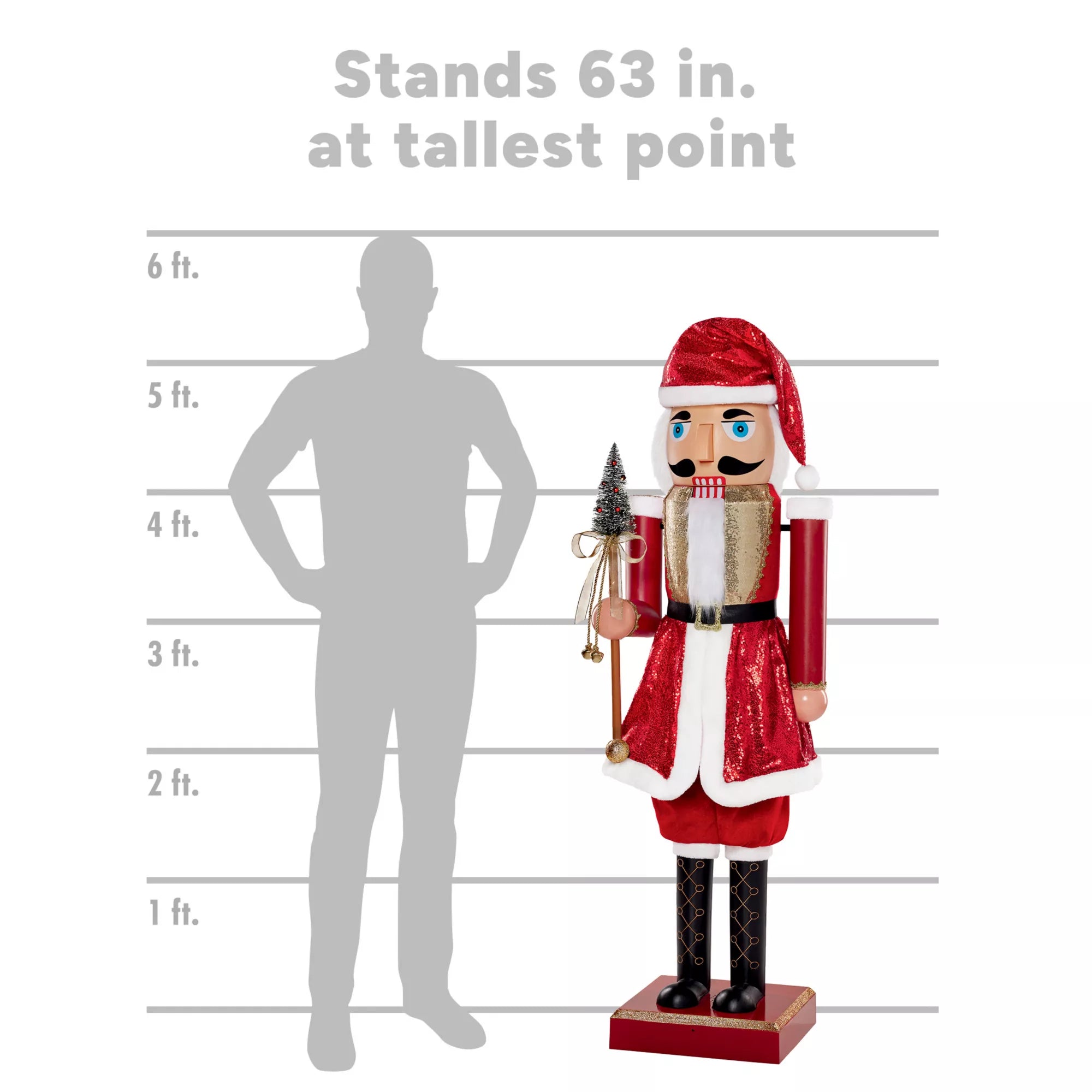 5 Ft 2 In Collapsible Animated Santa Claus Nutcracker