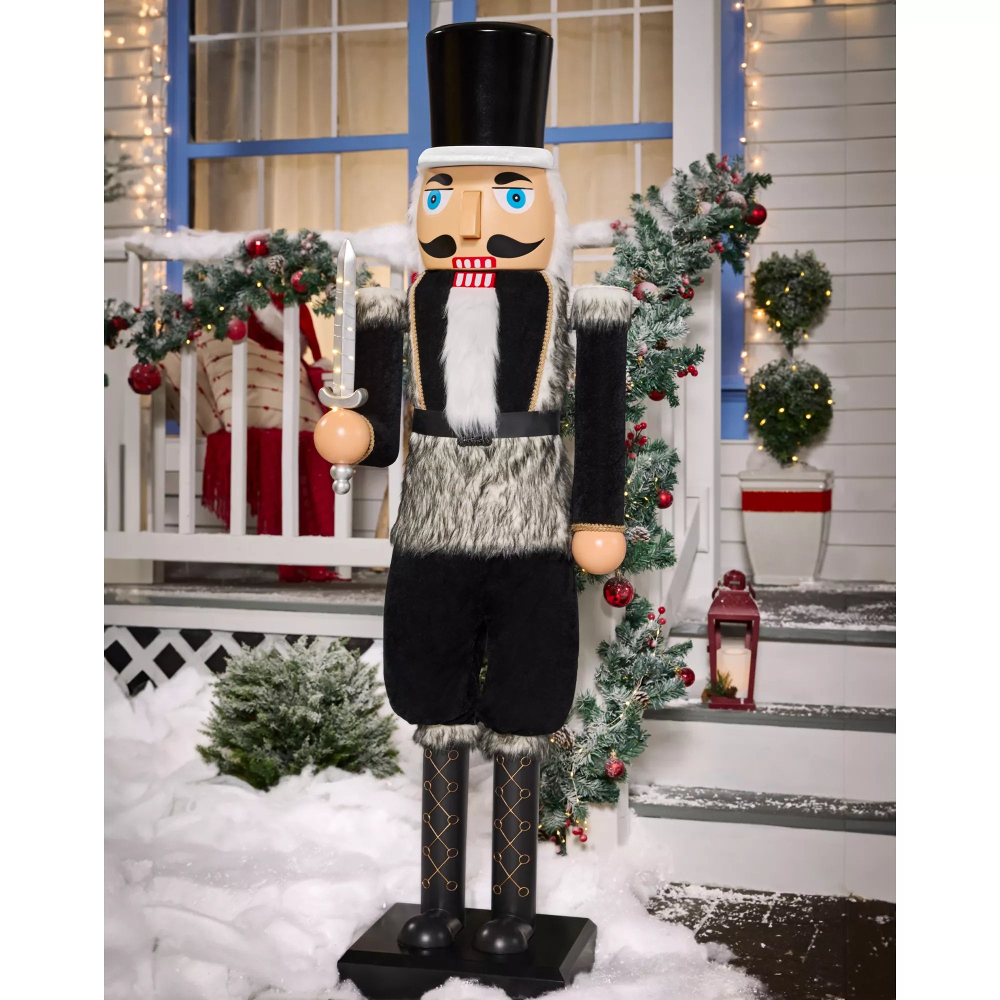 5 Ft 2 In Light-Up Collapsible Animated Black Soldier Nutcracker