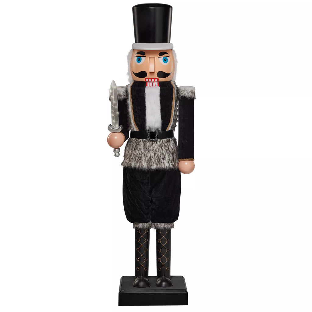 5 Ft 2 In Light-Up Collapsible Animated Black Soldier Nutcracker
