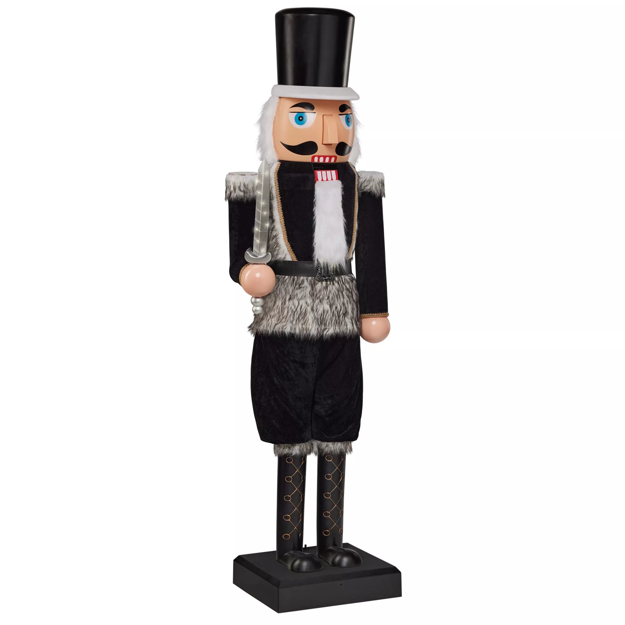 5 Ft 2 In Light-Up Collapsible Animated Black Soldier Nutcracker