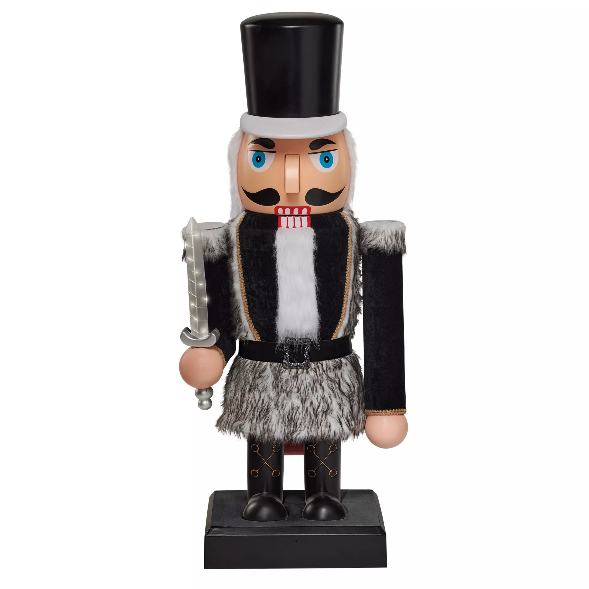 5 Ft 2 In Light-Up Collapsible Animated Black Soldier Nutcracker