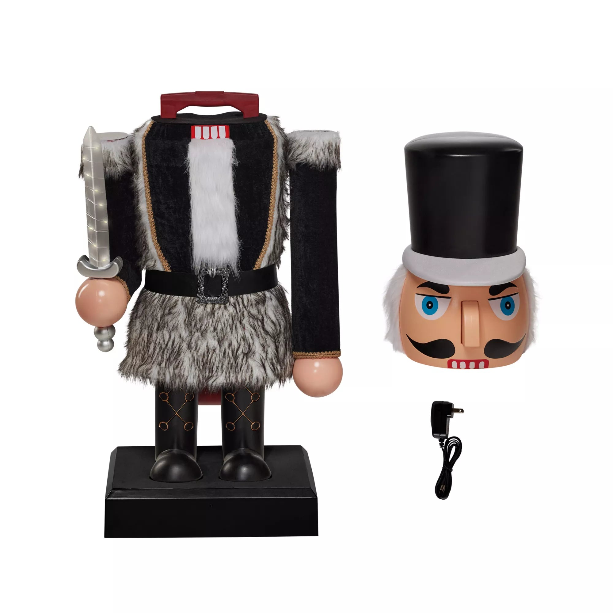 5 Ft 2 In Light-Up Collapsible Animated Black Soldier Nutcracker