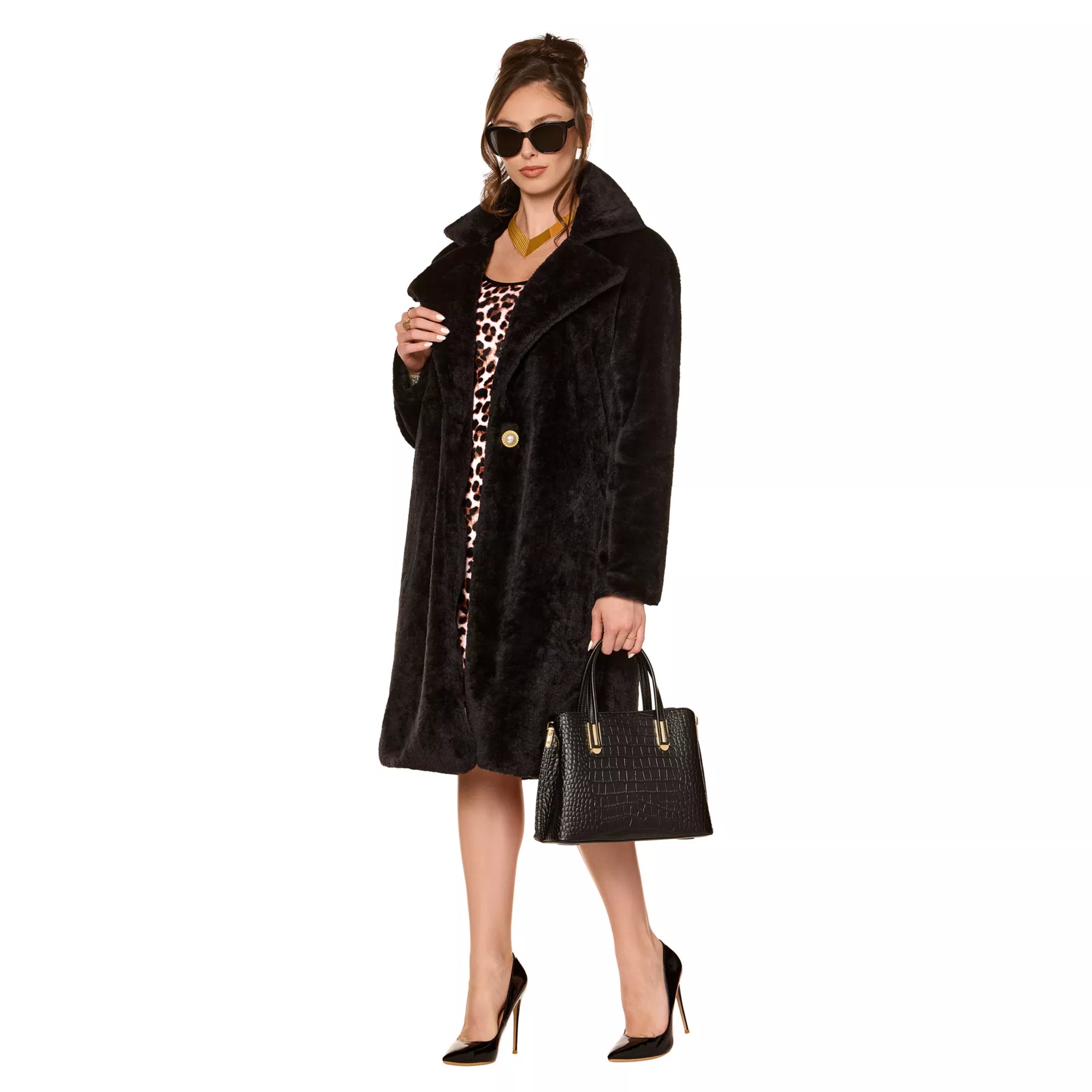 Adult Black Faux Fur Coat