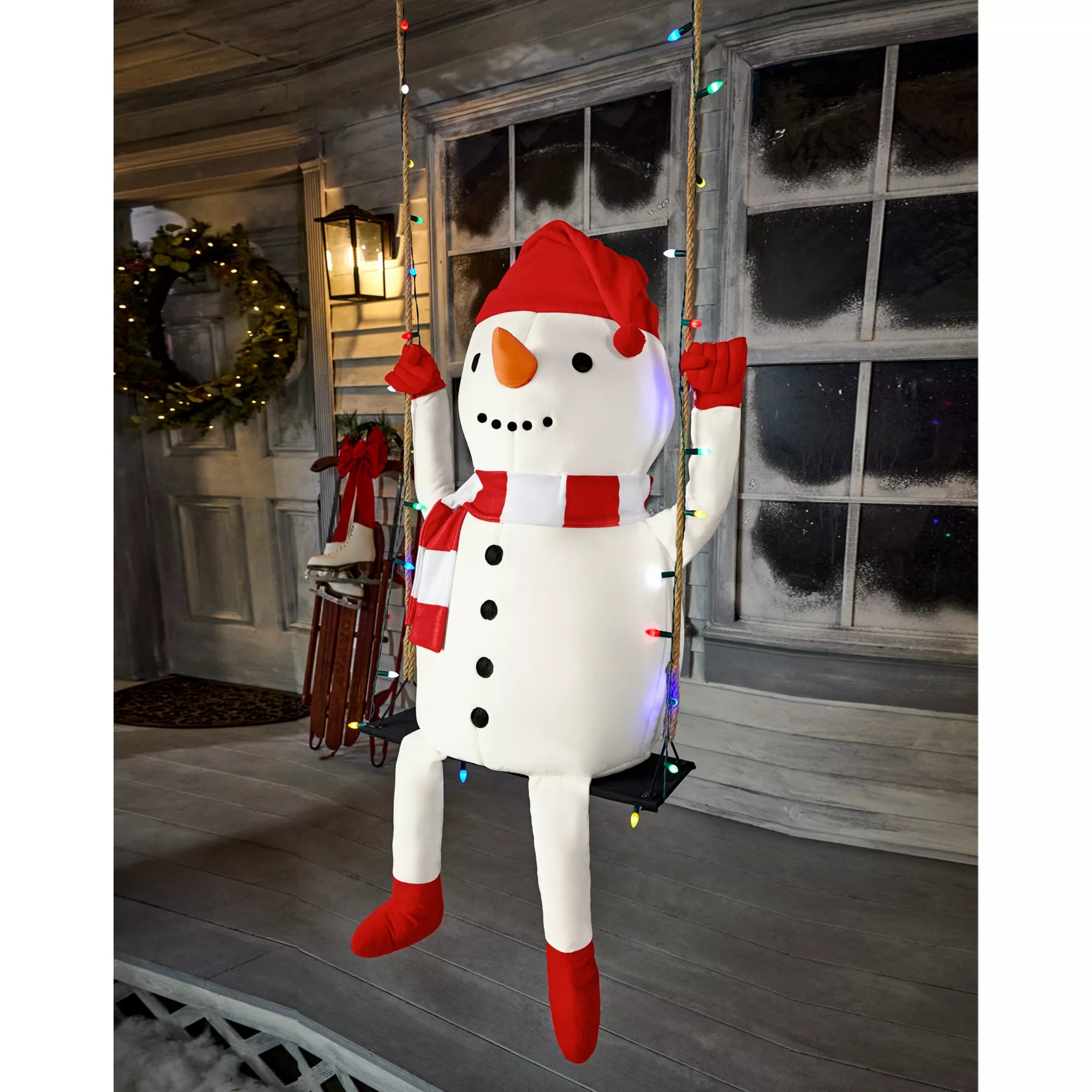 3 Ft 10 In Swinging Snowman Animatronic