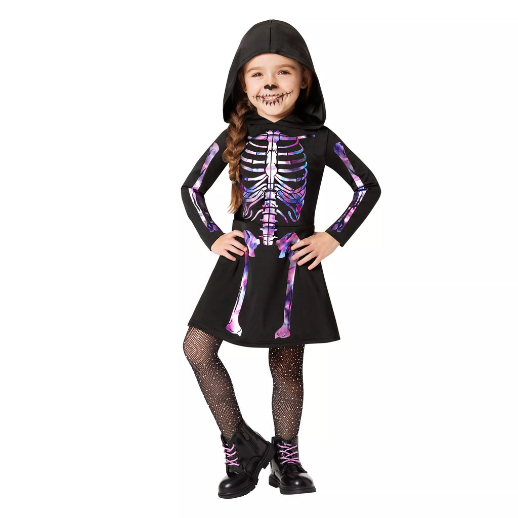 Toddler Pastel Skeleton Hooded Dress Costume