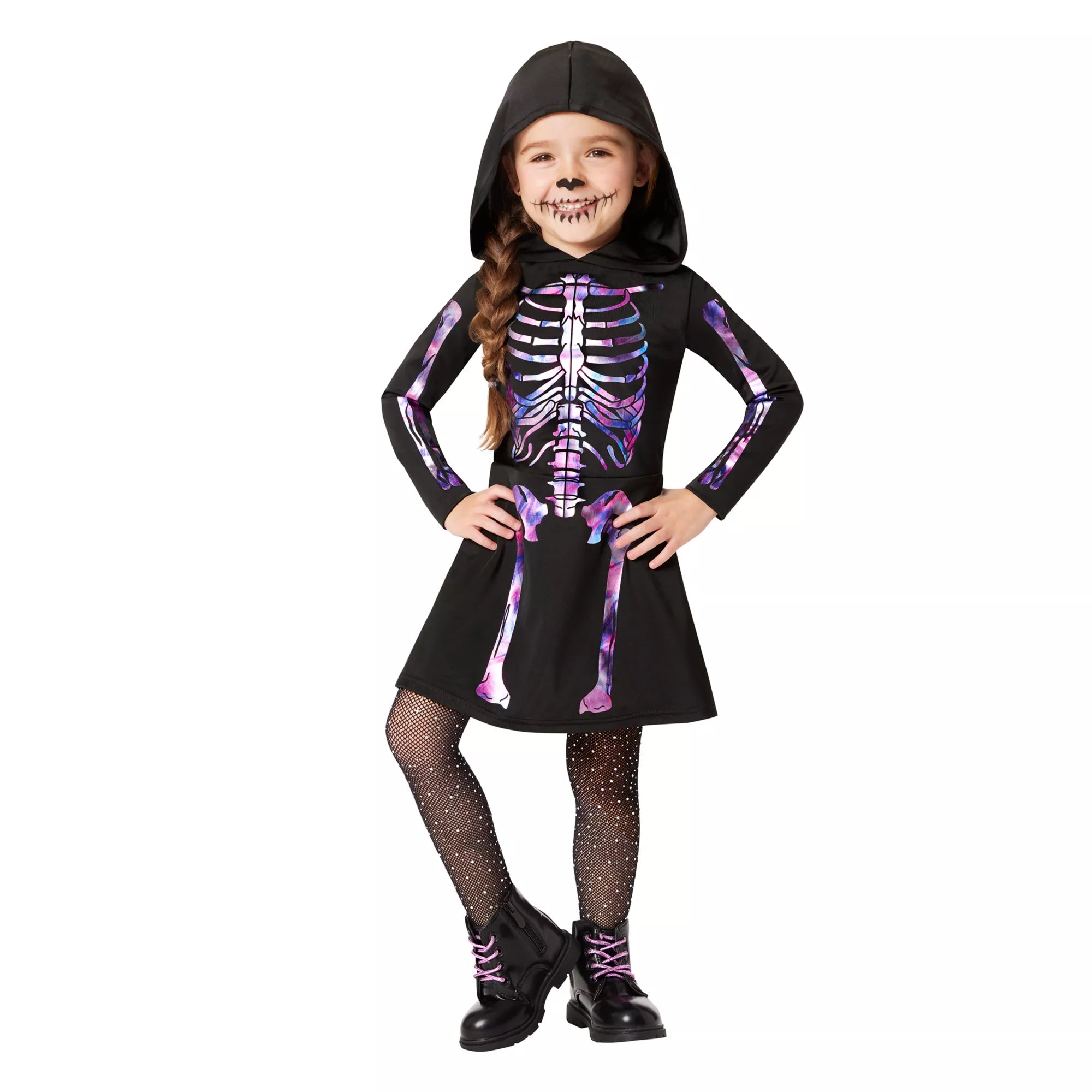 Toddler Pastel Skeleton Hooded Dress Costume