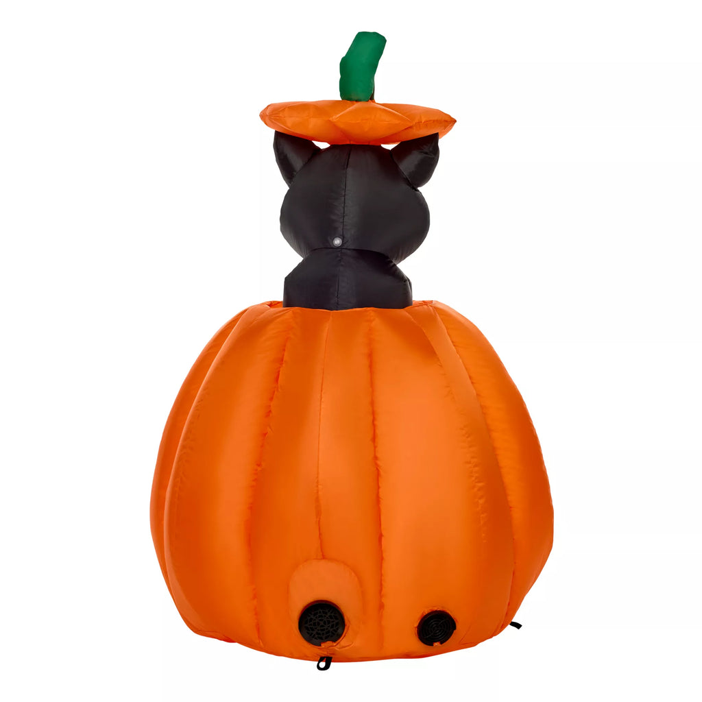 3 Ft 7 In Light-Up Animated Rising Pumpkin Cat Inflatable Decoration
