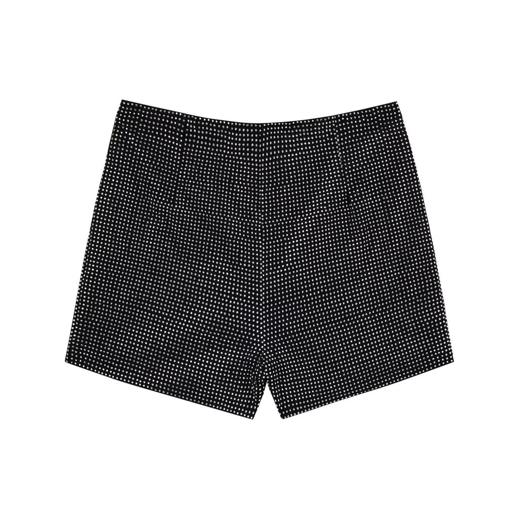 Adult Black Rhinestone Shorts