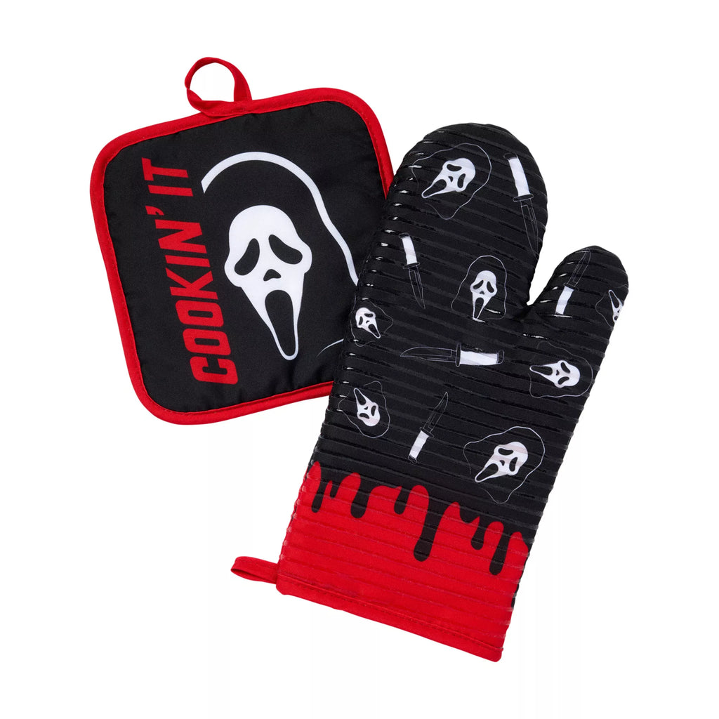Ghost Face Oven Mitt and Pot Holder Set