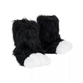 Black Furry Paw Slippers