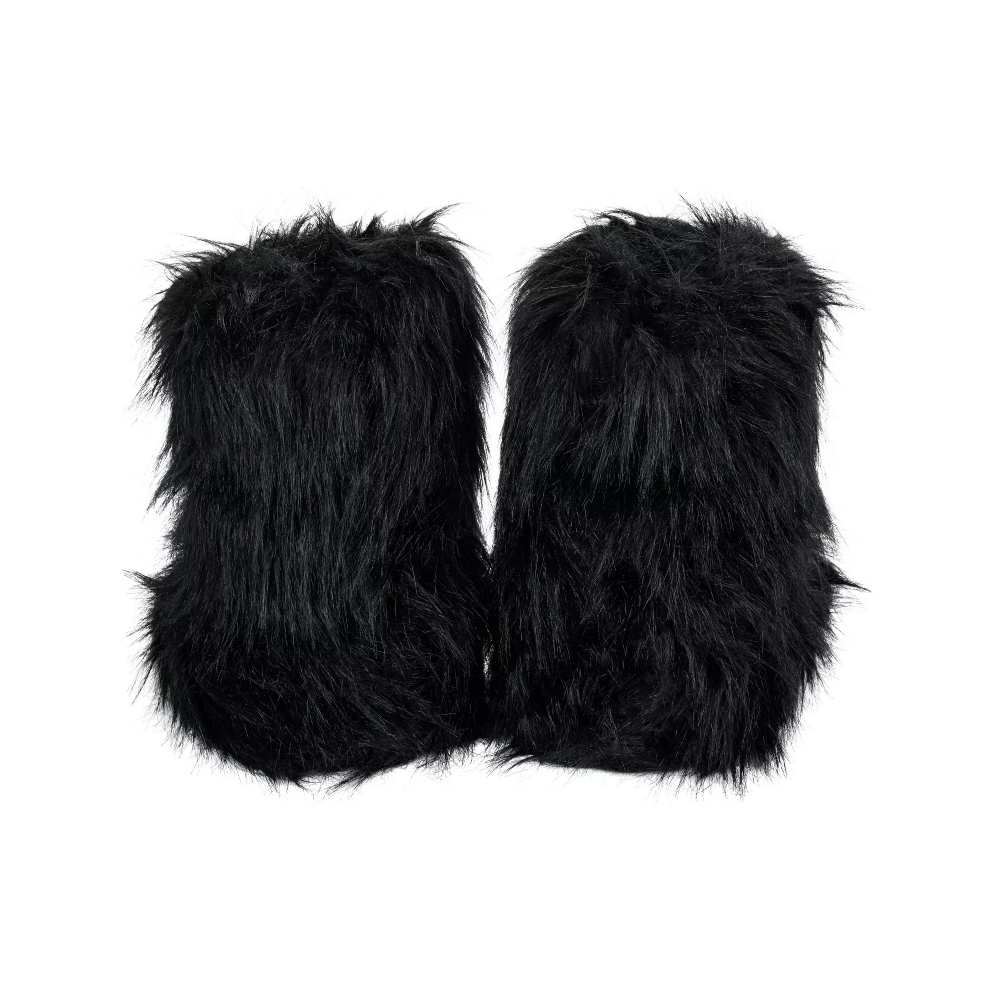 Black Furry Paw Slippers