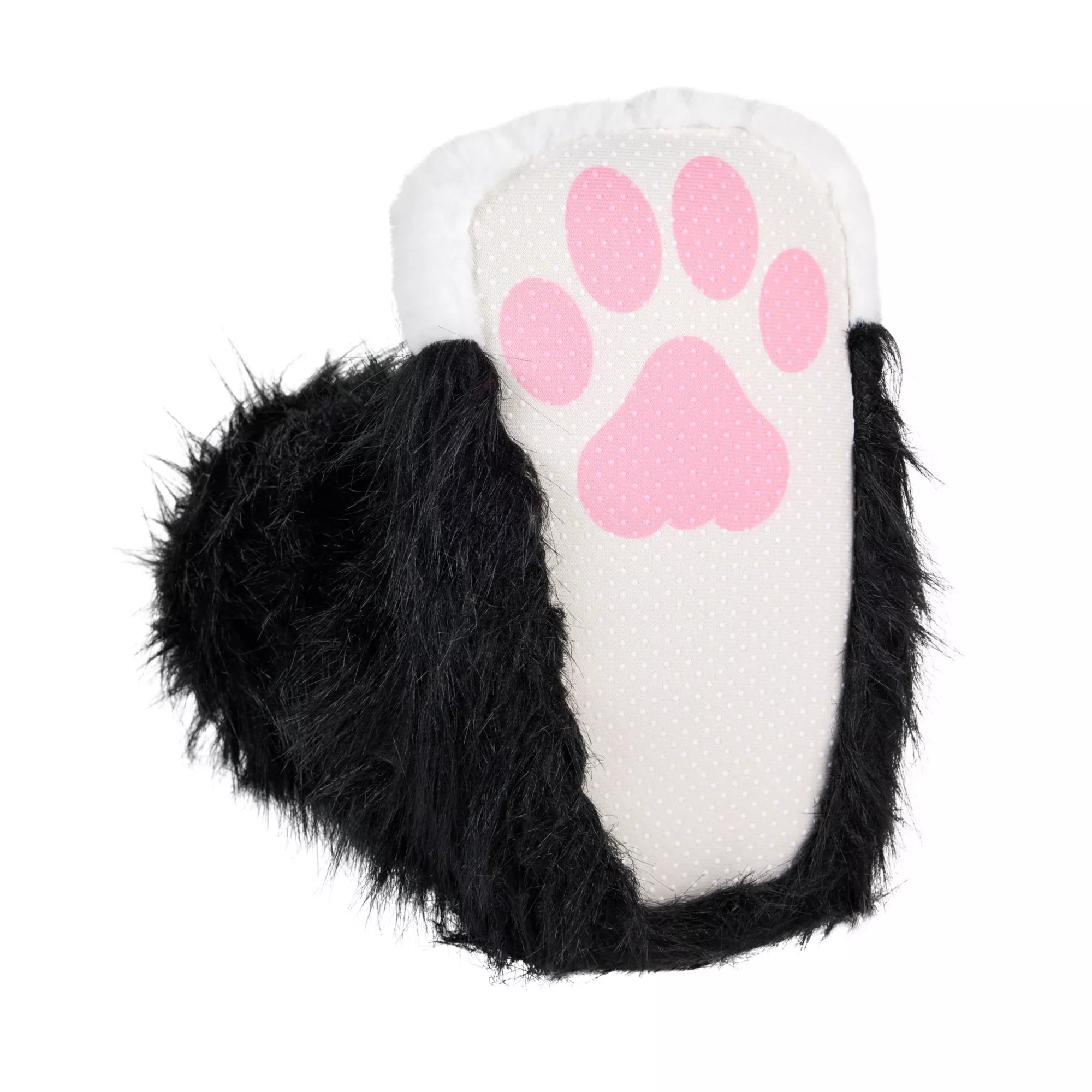 Black Furry Paw Slippers