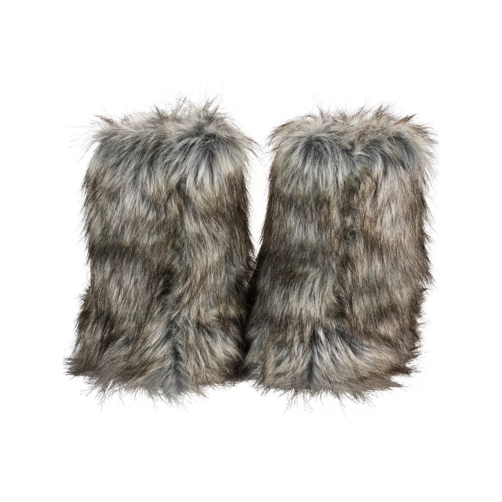Gray Furry Paw Slippers