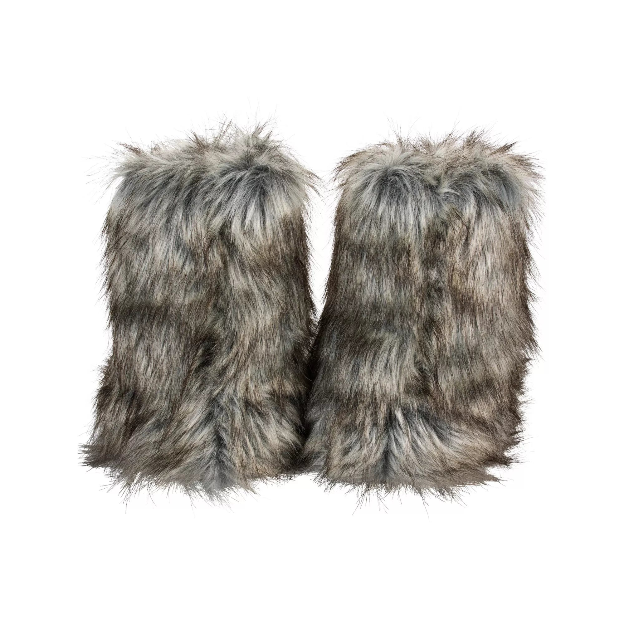 Gray Furry Paw Slippers