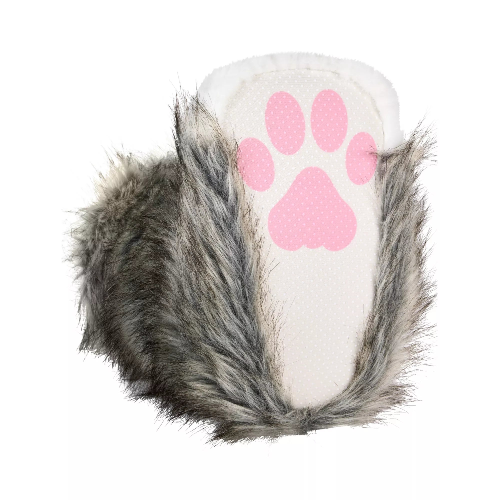 Gray Furry Paw Slippers