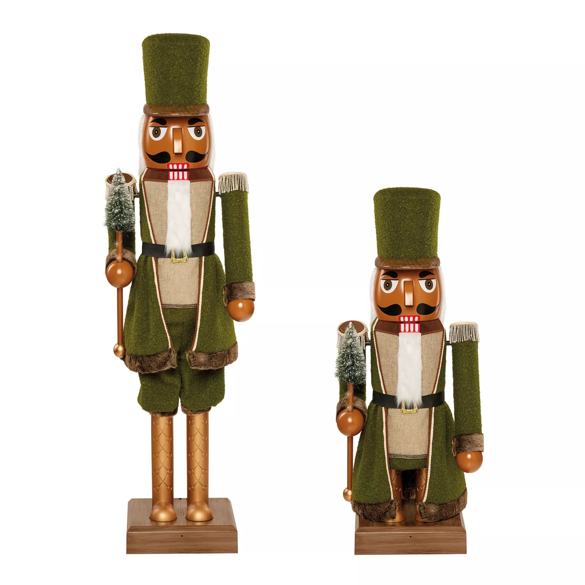 5 Ft 3 In Collapsible Animated Green Bouclé Nutcracker