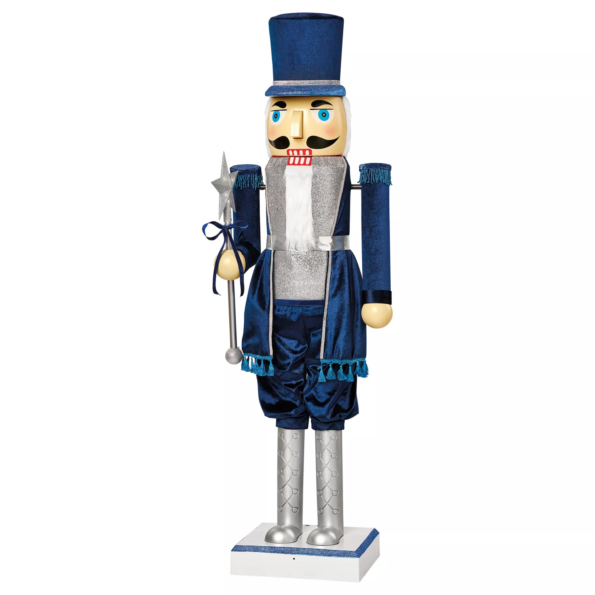 5 Ft 2 In Collapsible Animated Navy Blue Nutcracker
