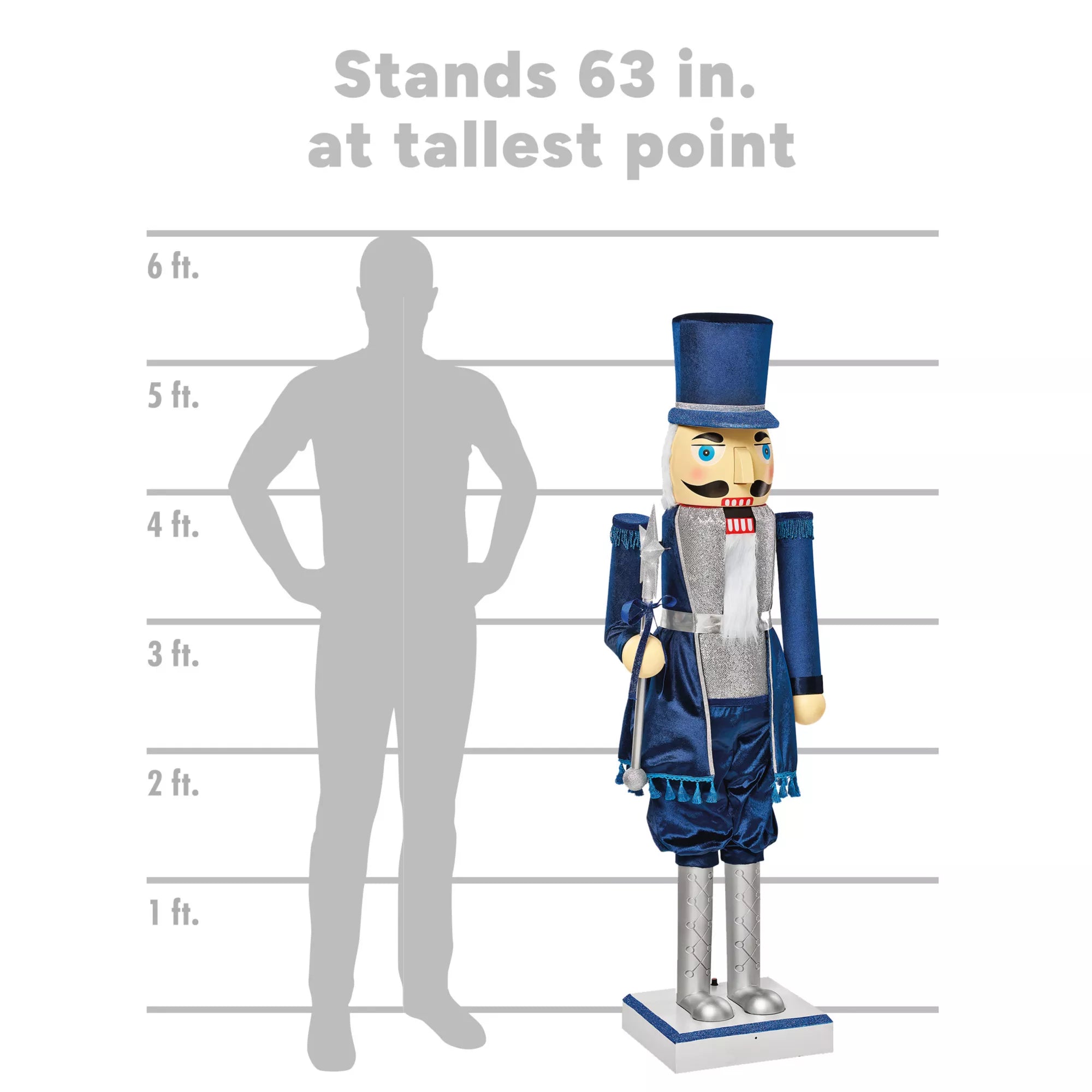 5 Ft 2 In Collapsible Animated Navy Blue Nutcracker