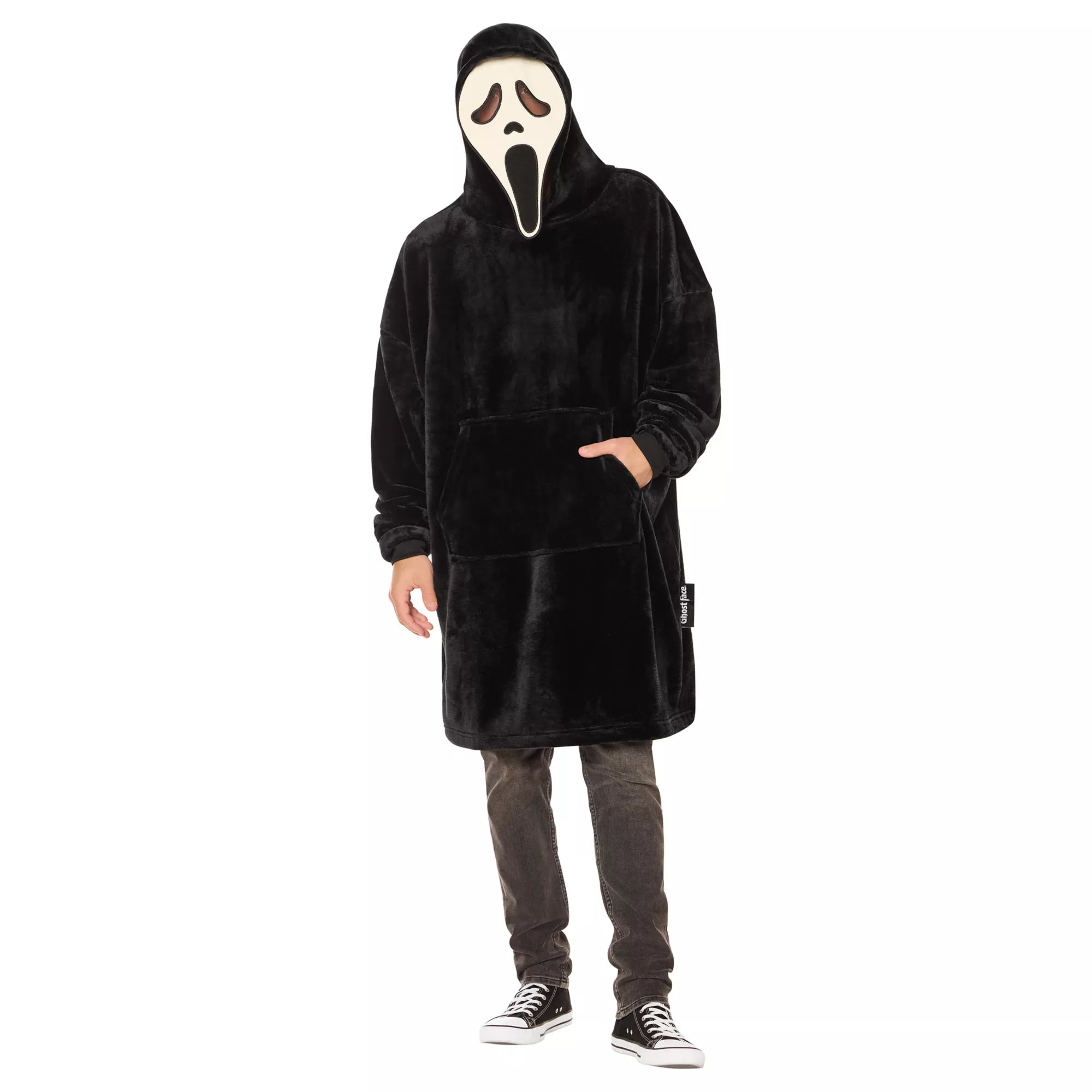 Glow in the Dark Ghost Face Hooded Blanket