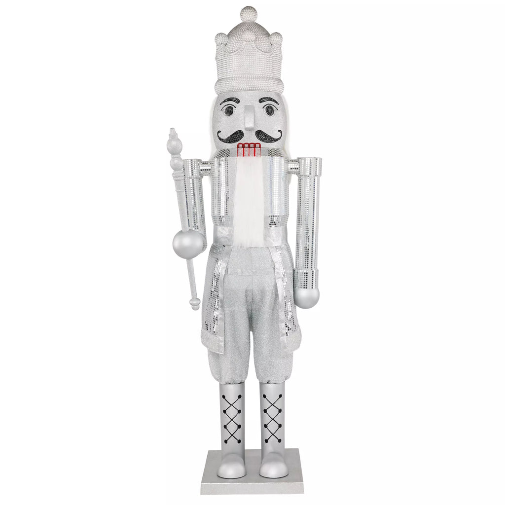 7 Ft Silver Bling Bluetooth Compatible Nutcracker Animatronic