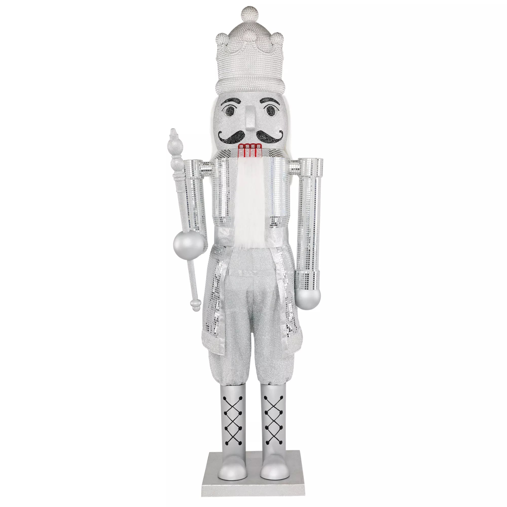 7 Ft Silver Bling Bluetooth Compatible Nutcracker Animatronic