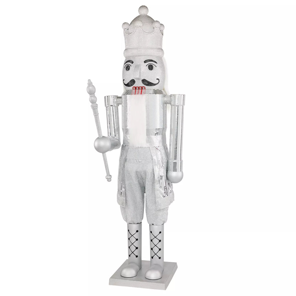 7 Ft Silver Bling Bluetooth Compatible Nutcracker Animatronic