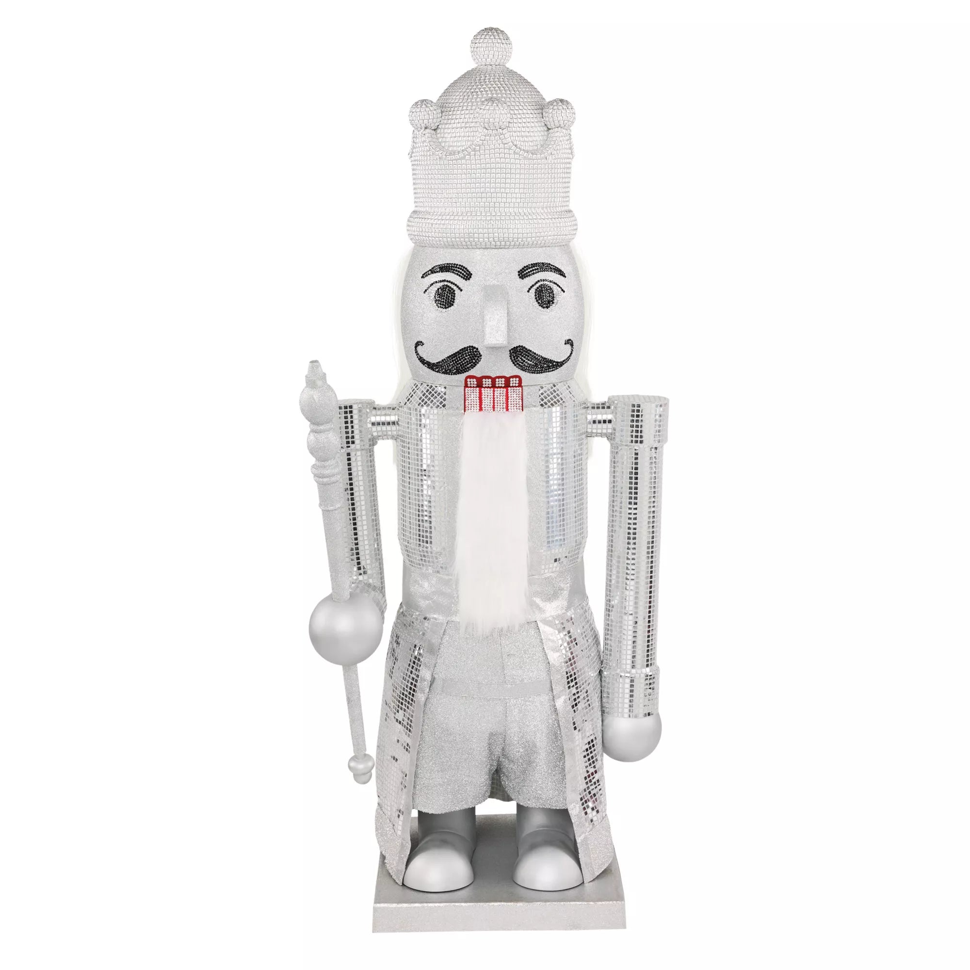 7 Ft Silver Bling Bluetooth Compatible Nutcracker Animatronic