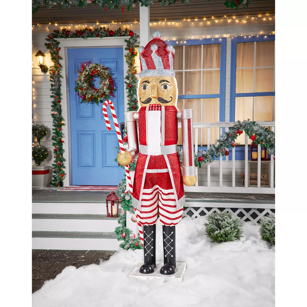 7 Ft Candy Cane Bling Bluetooth Compatible Nutcracker Animatronic