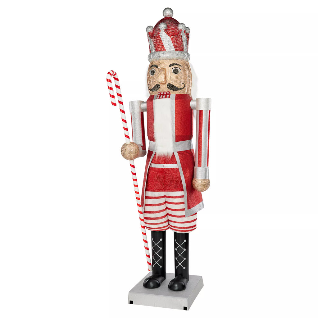 7 Ft Candy Cane Bling Bluetooth Compatible Nutcracker Animatronic