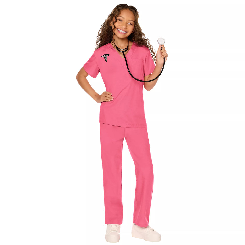 Kids Pink Medical Scrubs Costume