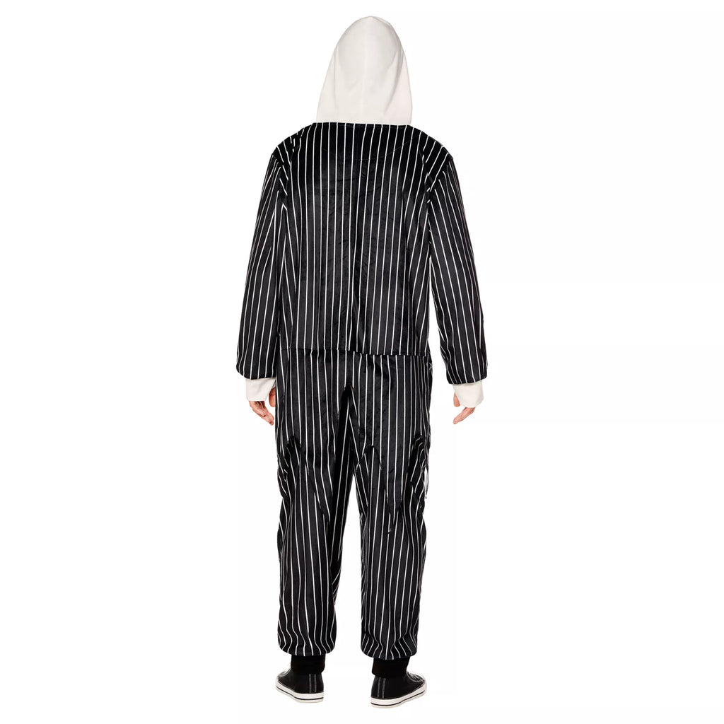 Adult Jack Skellington Hooded Plush Jumpsuit Costume -  The Nightmare Before Christmas