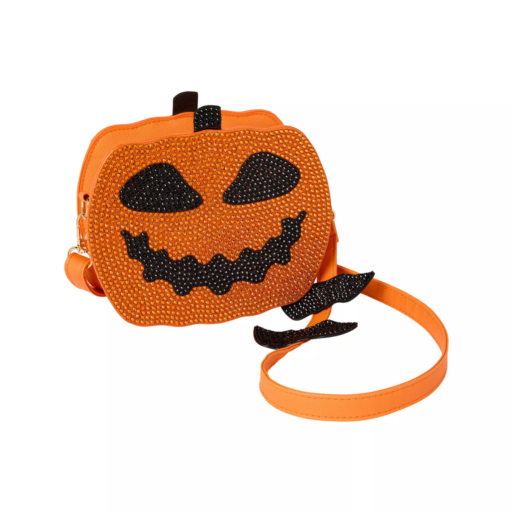 Rhinestone Jack-O'-Lantern Crossbody Bag