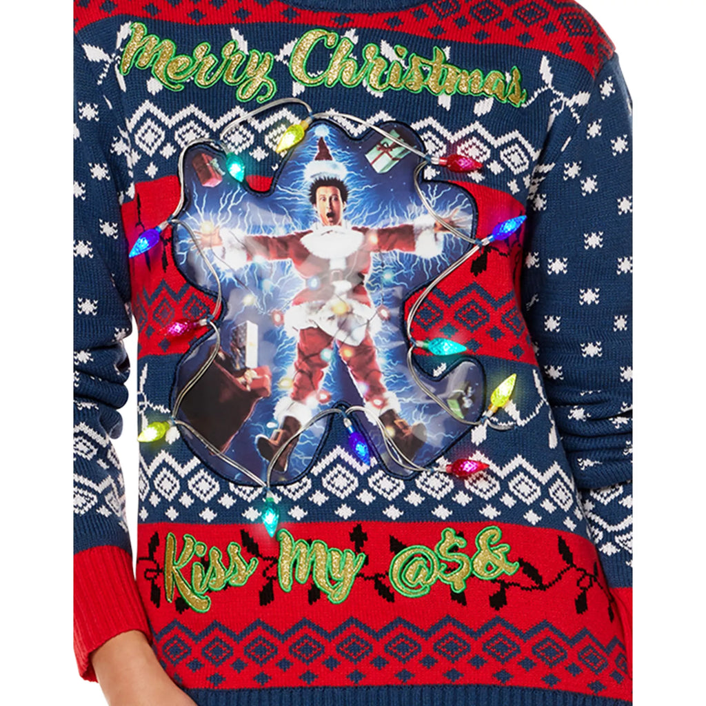 Light-Up Clark Griswold Kiss My Ass Christmas Sweater - National Lampoon's Christmas Vacation