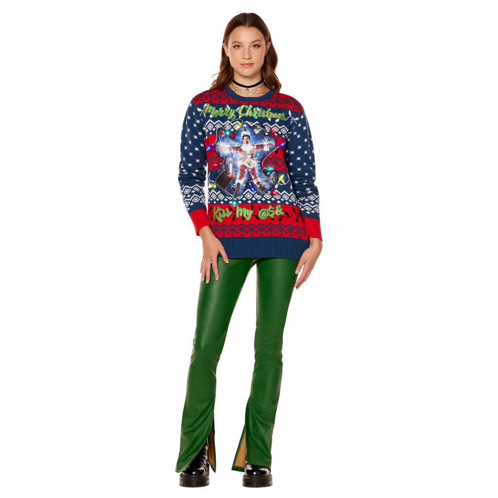 Light-Up Clark Griswold Kiss My Ass Christmas Sweater - National Lampoon's Christmas Vacation