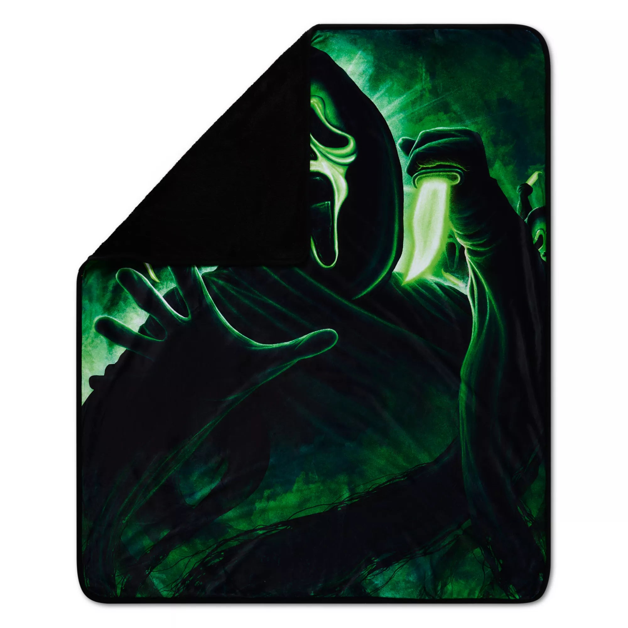 Green Ghost Face Fleece Blanket