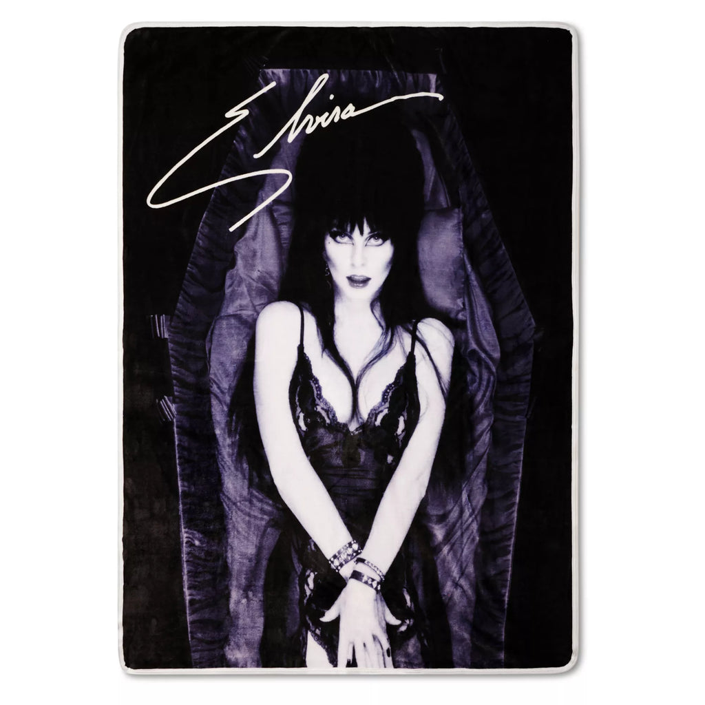 Elvira Purple Coffin Fleece Blanket