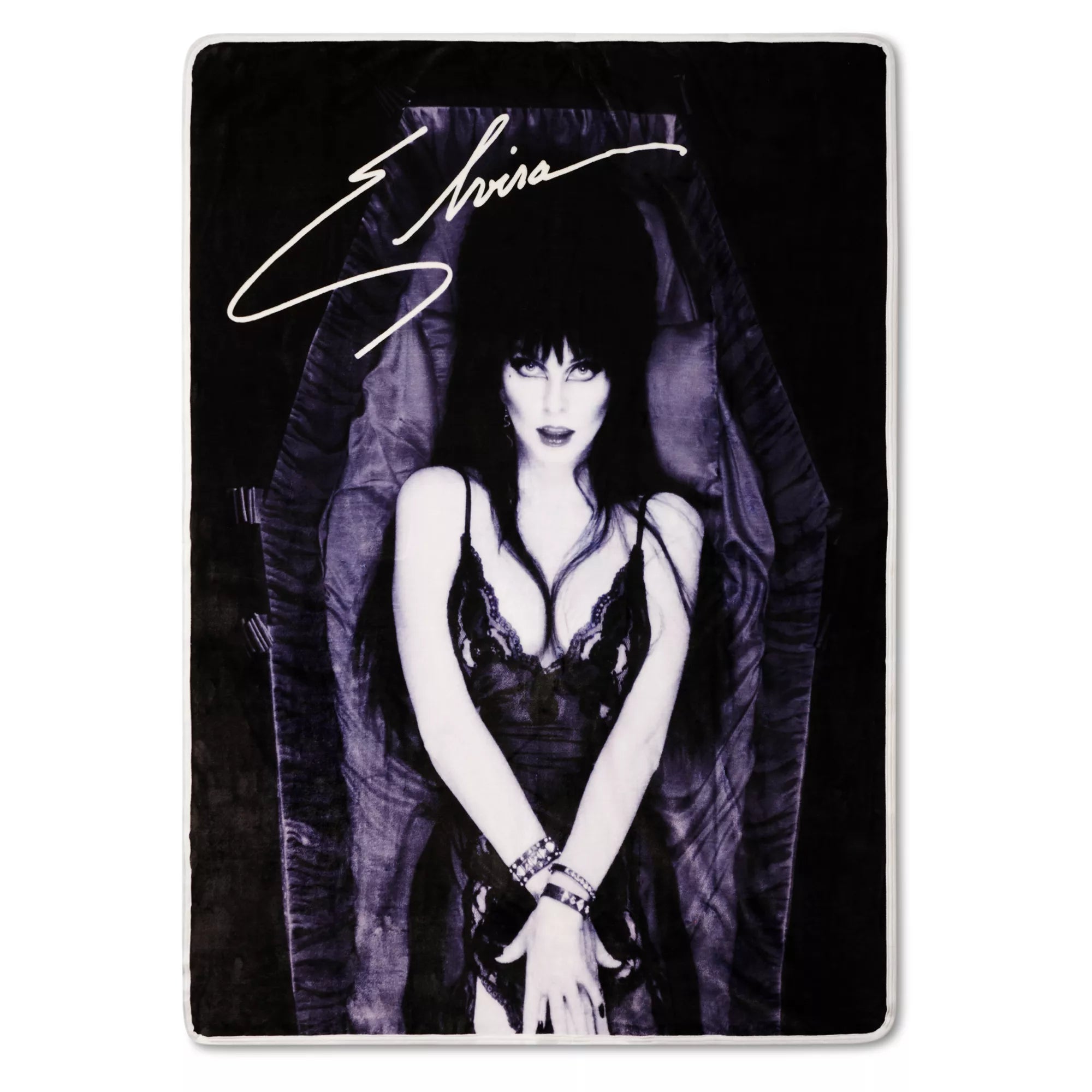 Elvira Purple Coffin Fleece Blanket