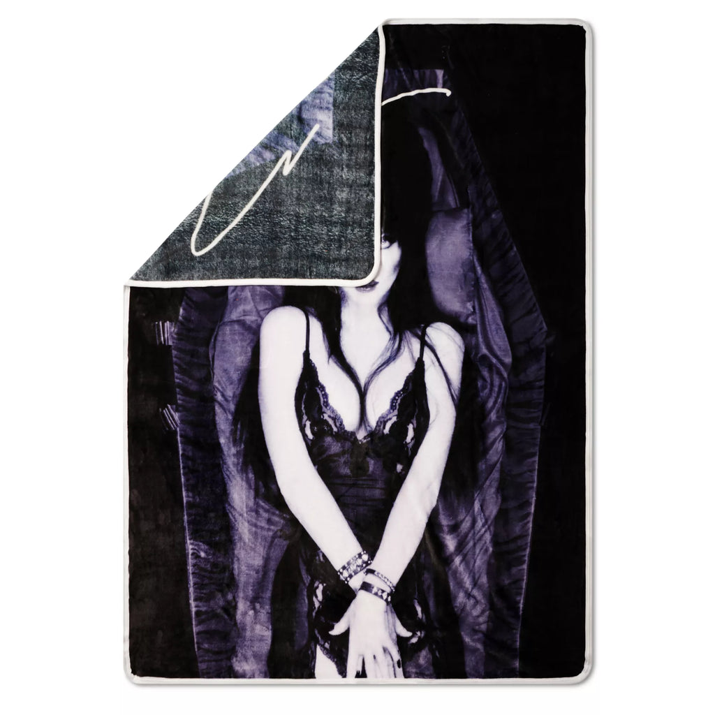 Elvira Purple Coffin Fleece Blanket