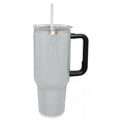 Silver Rhinestone Travel Tumbler with Straw - 40 oz.