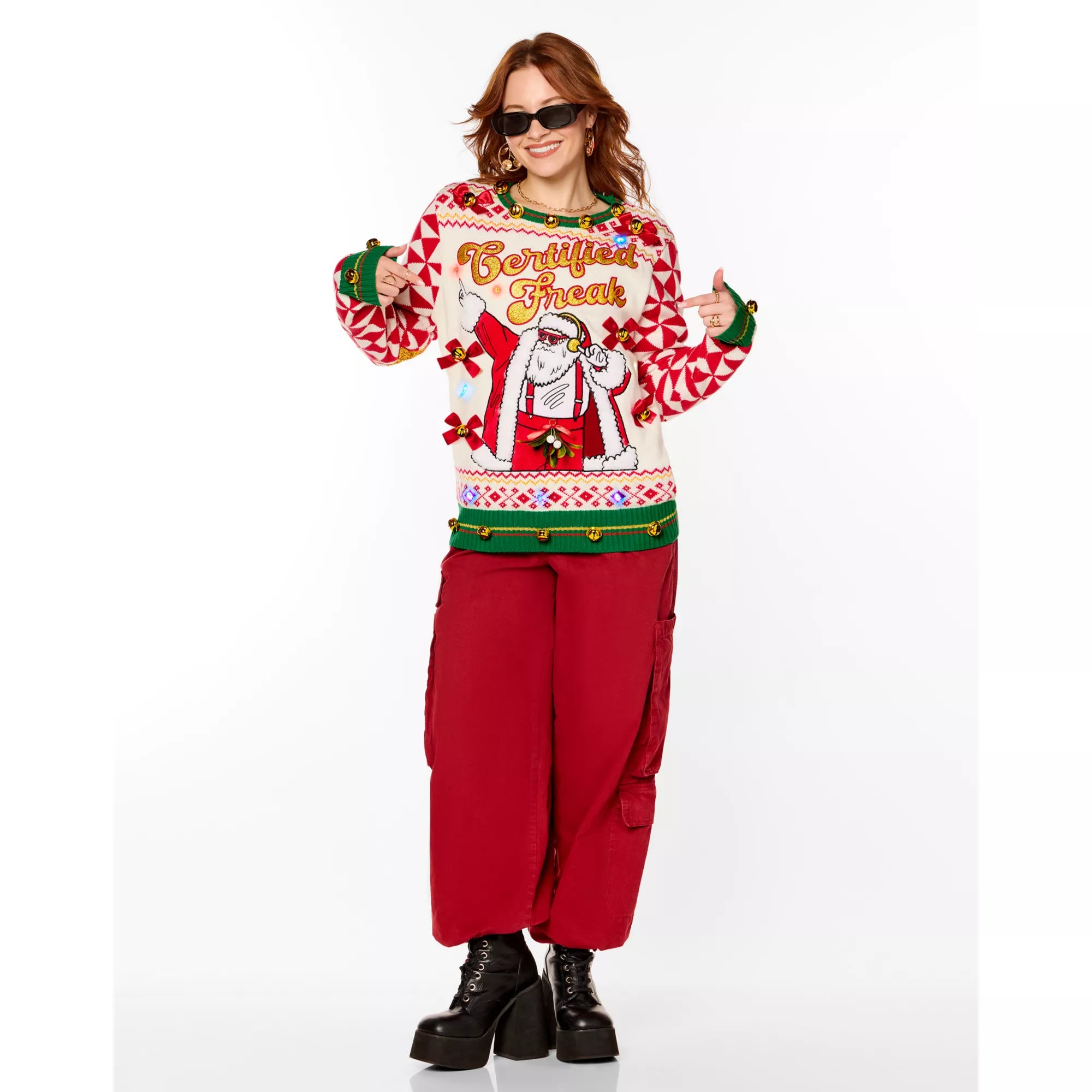 Light-Up Santa Certified Freak Christmas Sweater