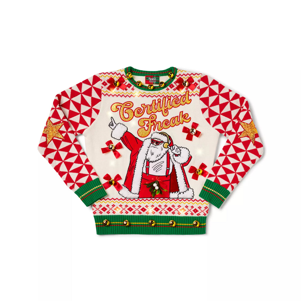 Light-Up Santa Certified Freak Christmas Sweater
