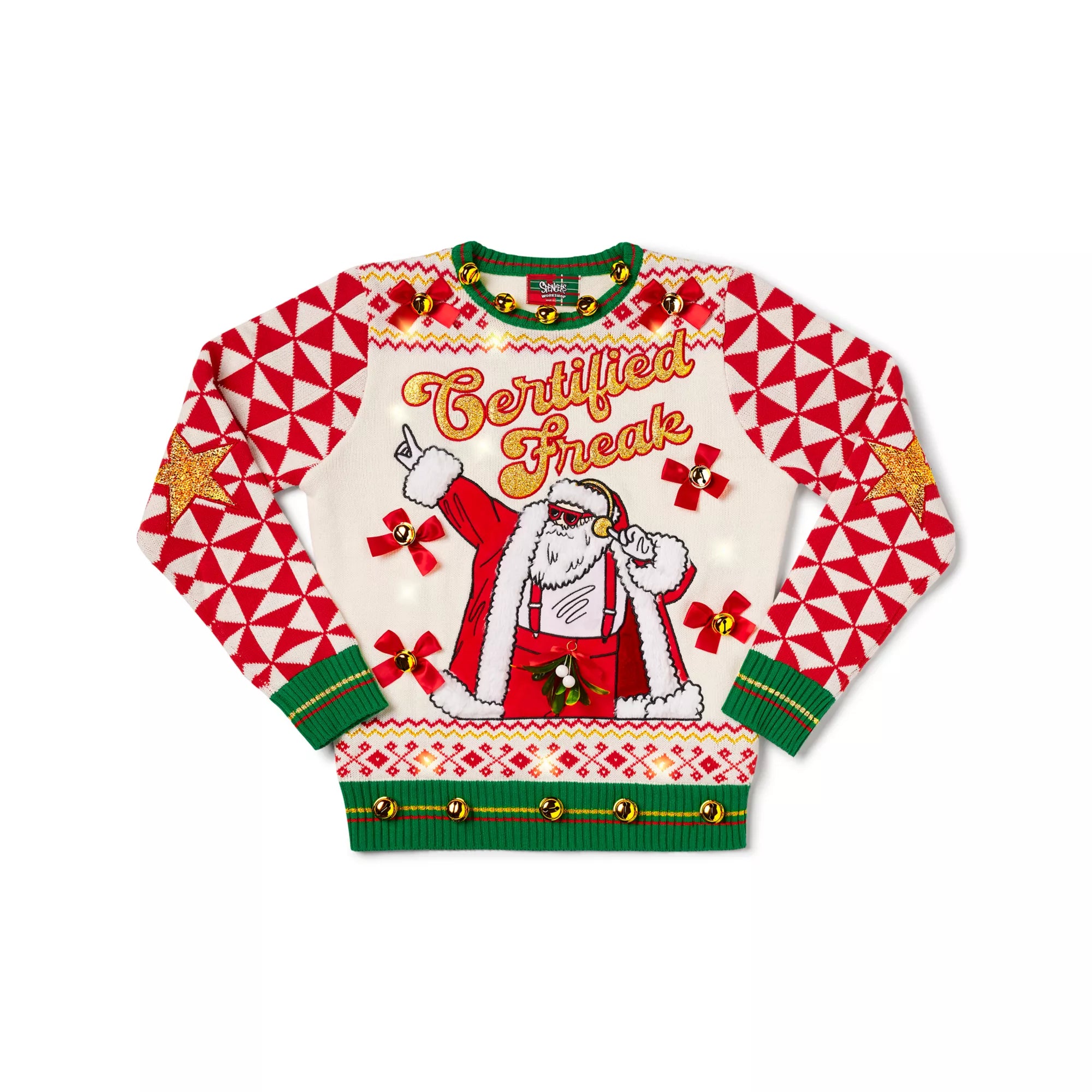 Light-Up Santa Certified Freak Christmas Sweater