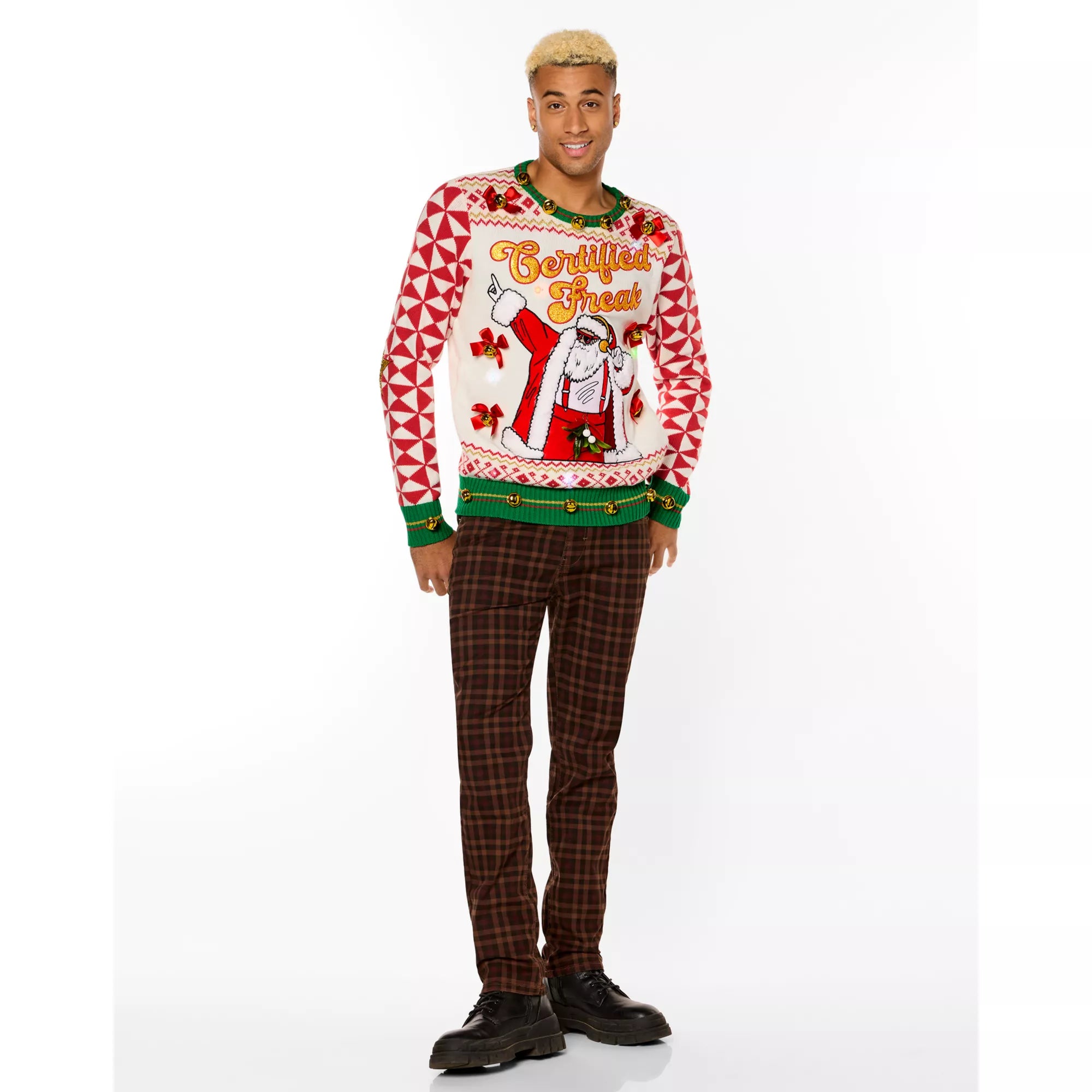 Light-Up Santa Certified Freak Christmas Sweater