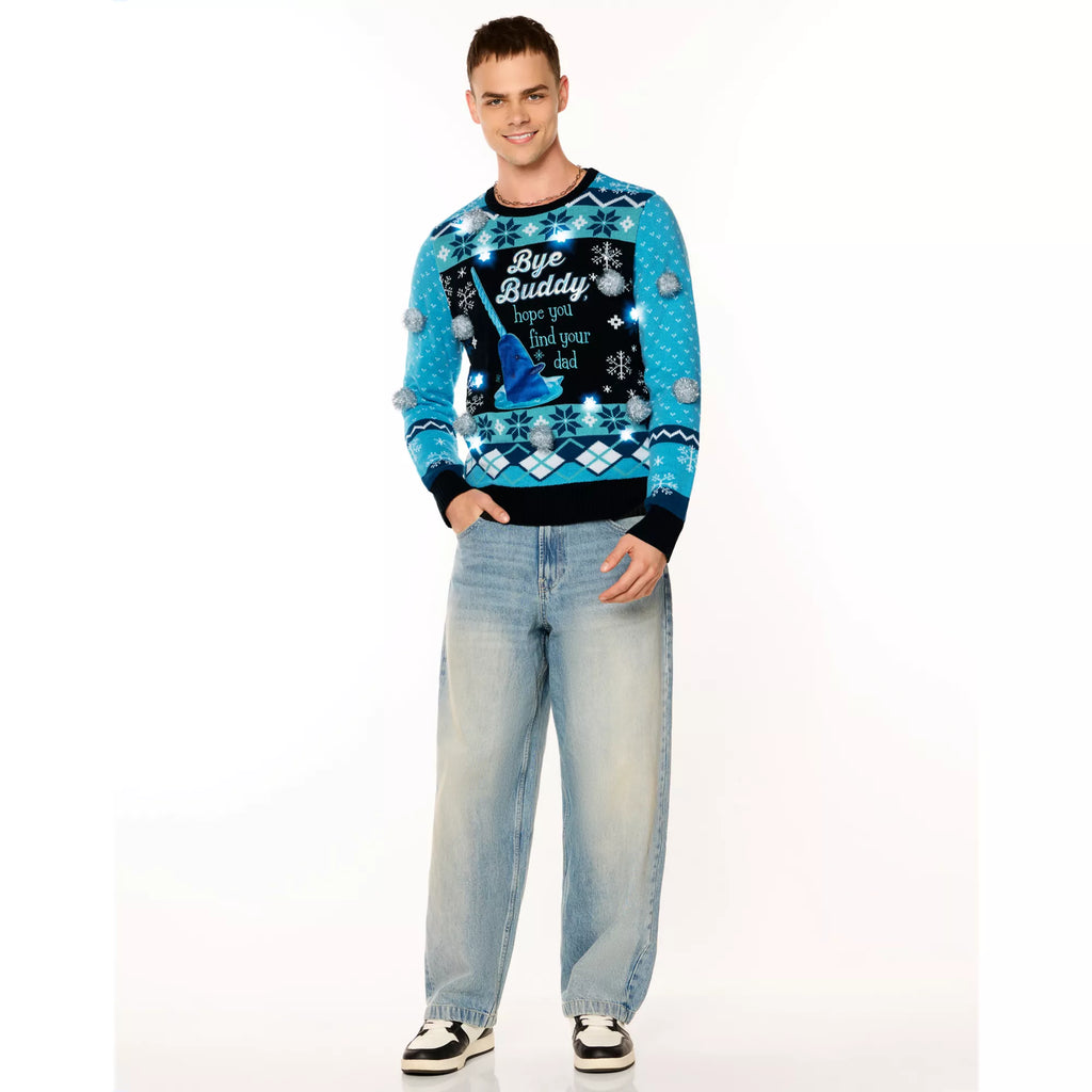 Light-Up Blue Narwhal Christmas Sweater - Elf