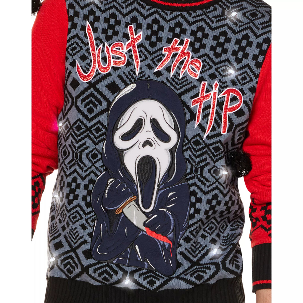 Light-Up Ghost Face Just the Tip Christmas Sweater