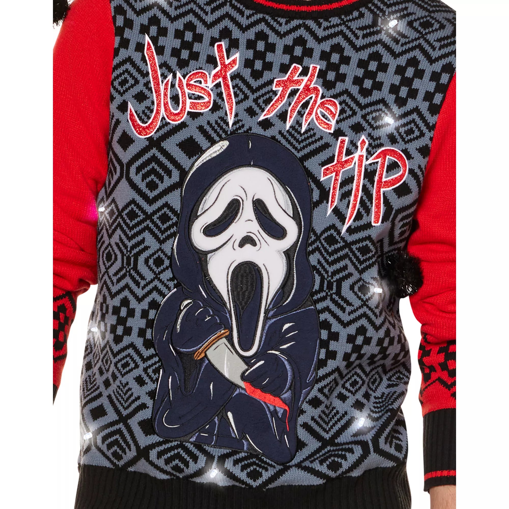 Light-Up Ghost Face Just the Tip Christmas Sweater